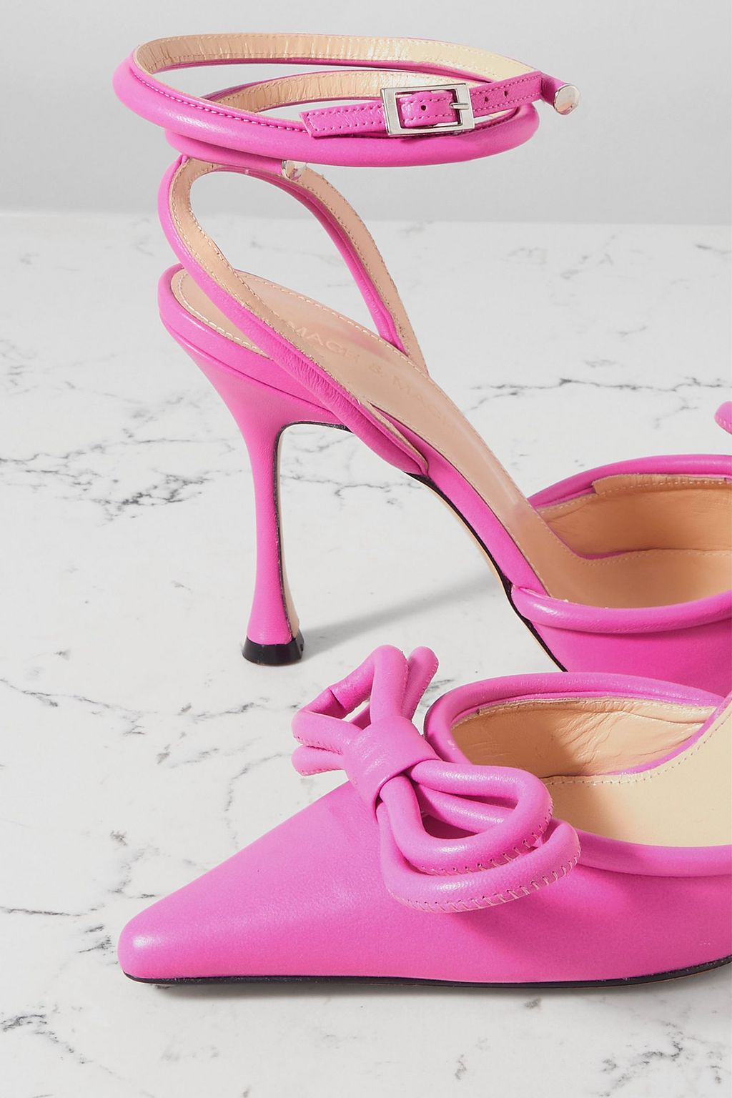 MACH & MACH Double Bow leather point-toe pumps