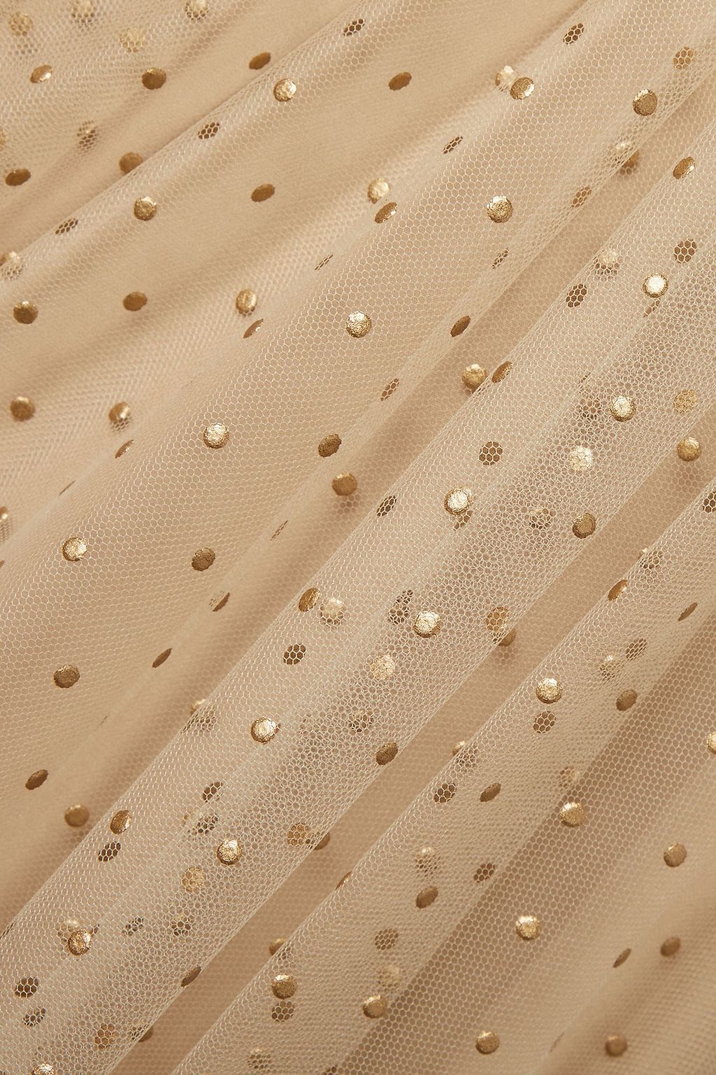 MONIQUE LHUILLIER Schulterfreies Midikleid aus Tüll mit Punkten
