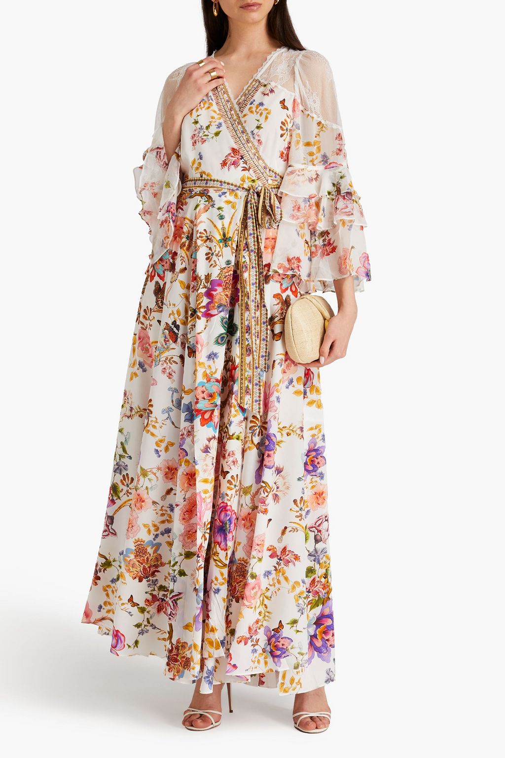 CAMILLA Crystal-embellished printed silk crepe de chine maxi wrap dress