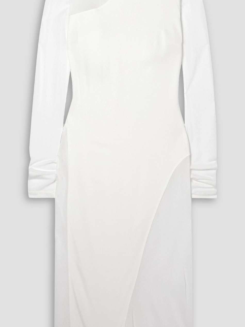 mesh-paneled jersey-crepe dress