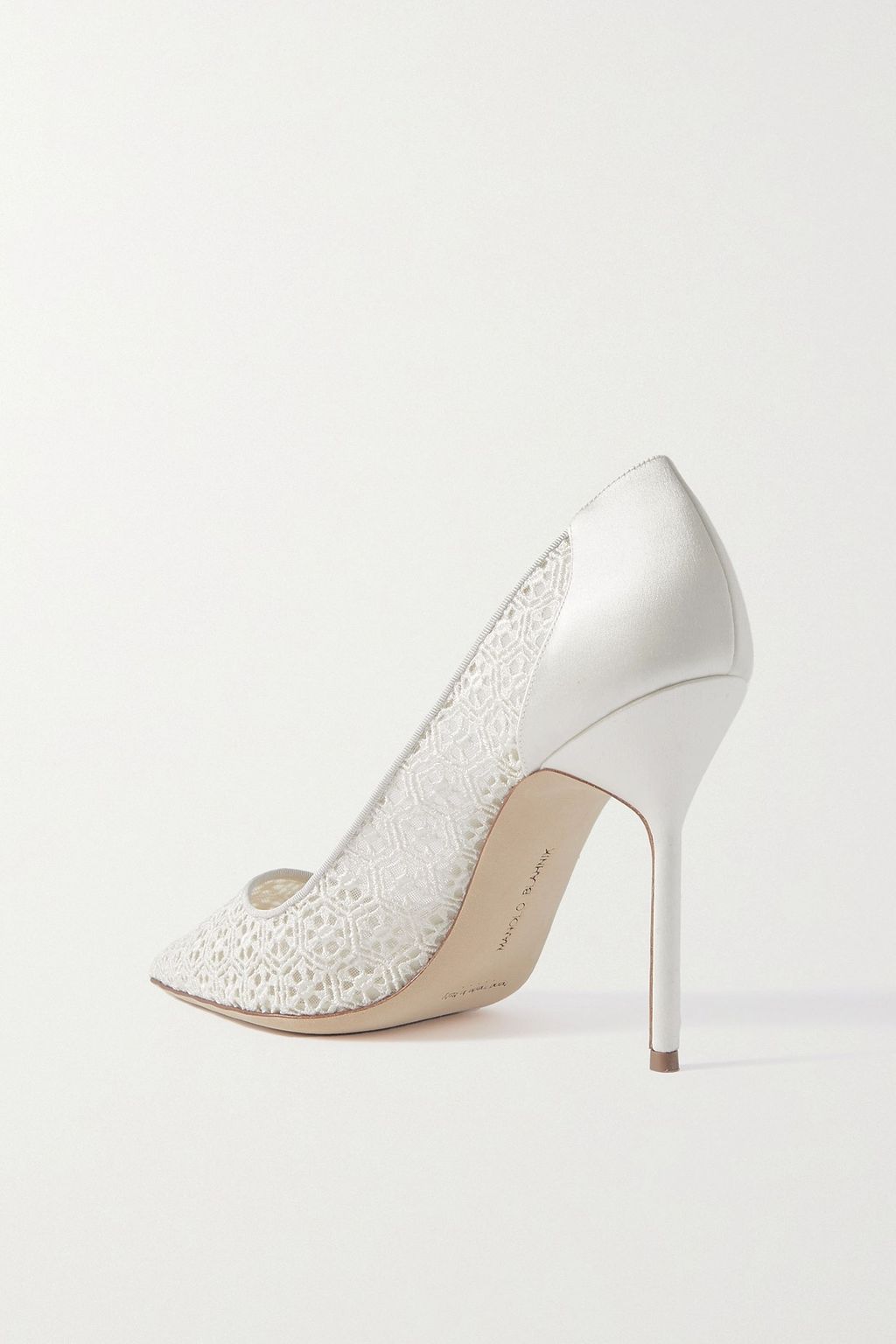 MANOLO BLAHNIK BBLA 105 lace and satin pumps