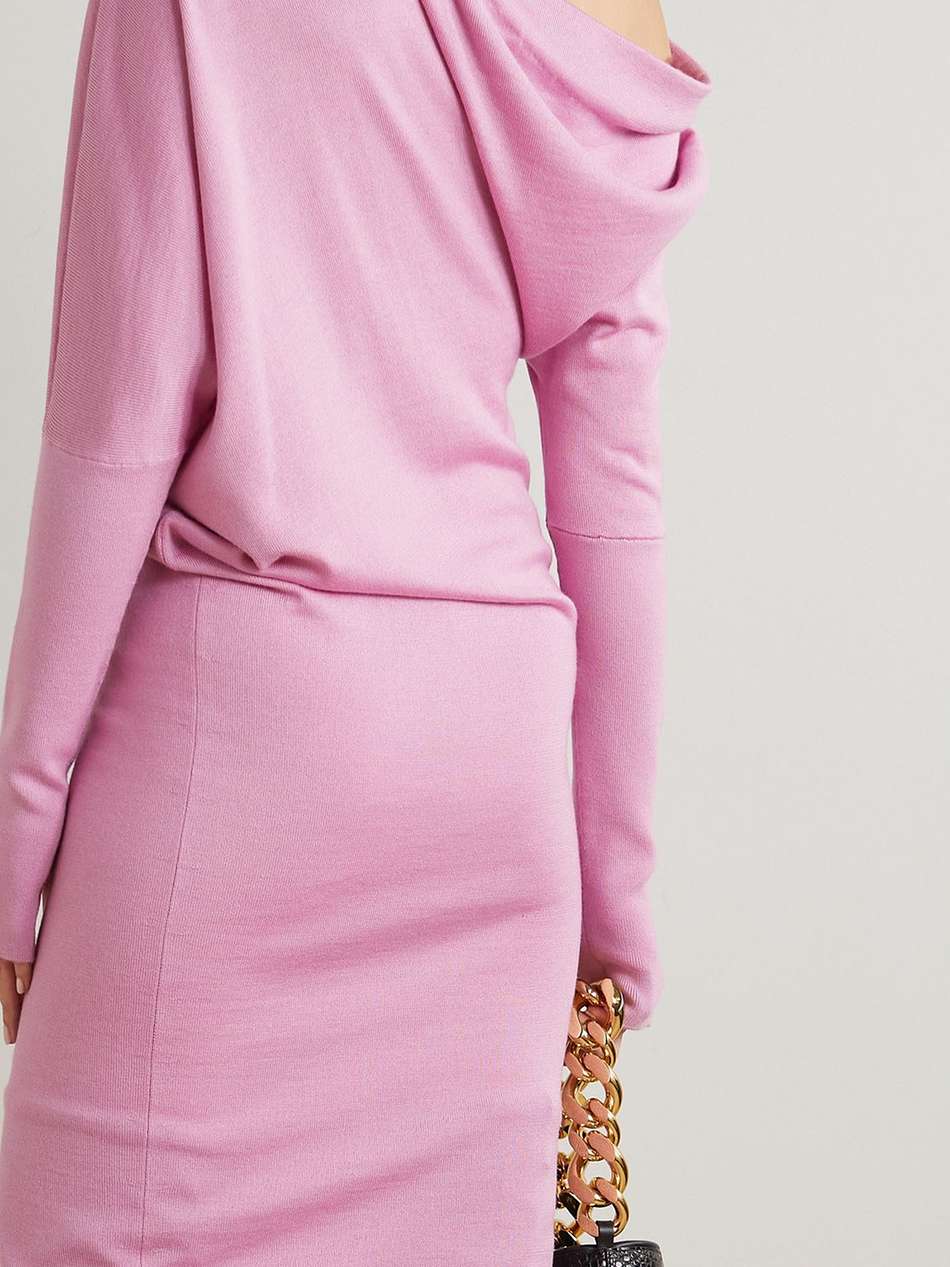 one-shoulder cashmere and silk-blend midi dress