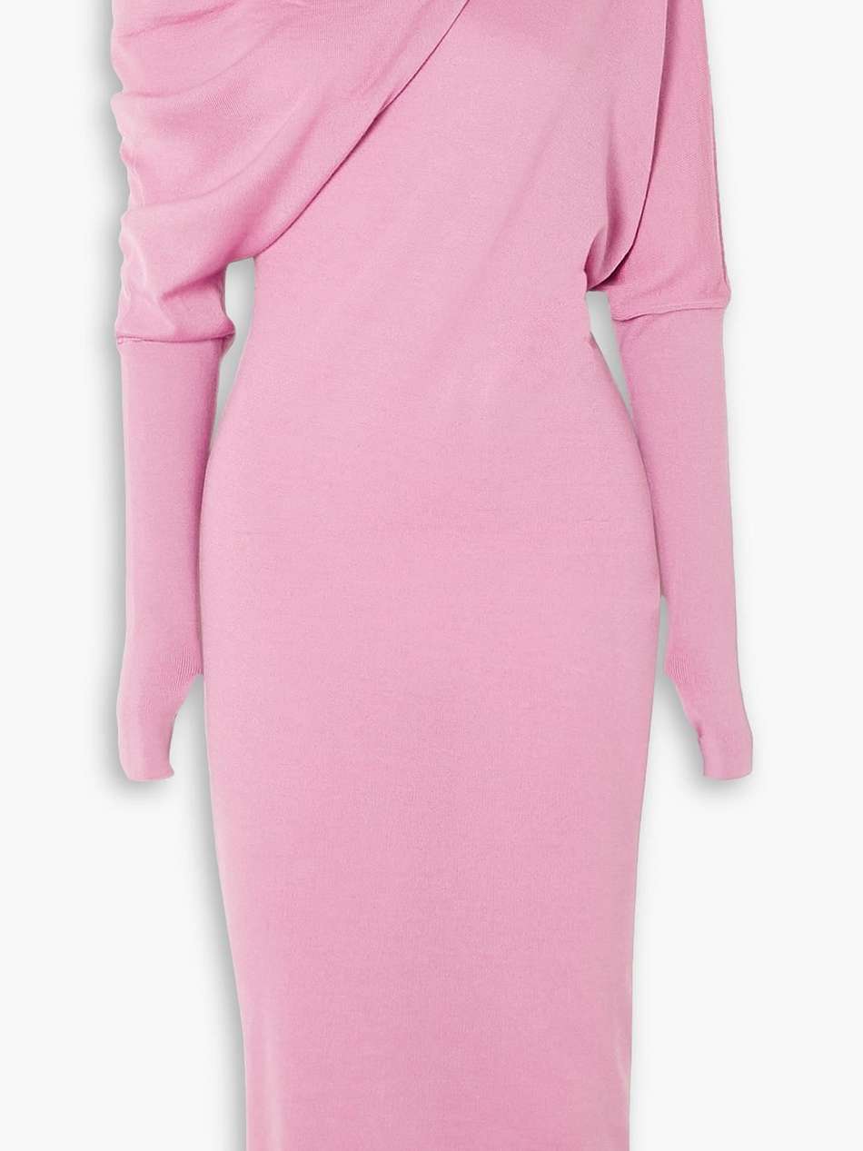 one-shoulder cashmere and silk-blend midi dress