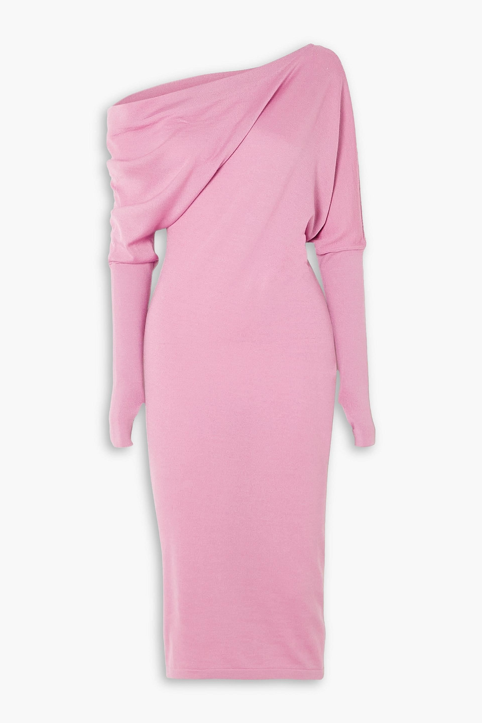 Tom Ford One-shoulder Cashmere And Silk-blend Midi Dress In Pink