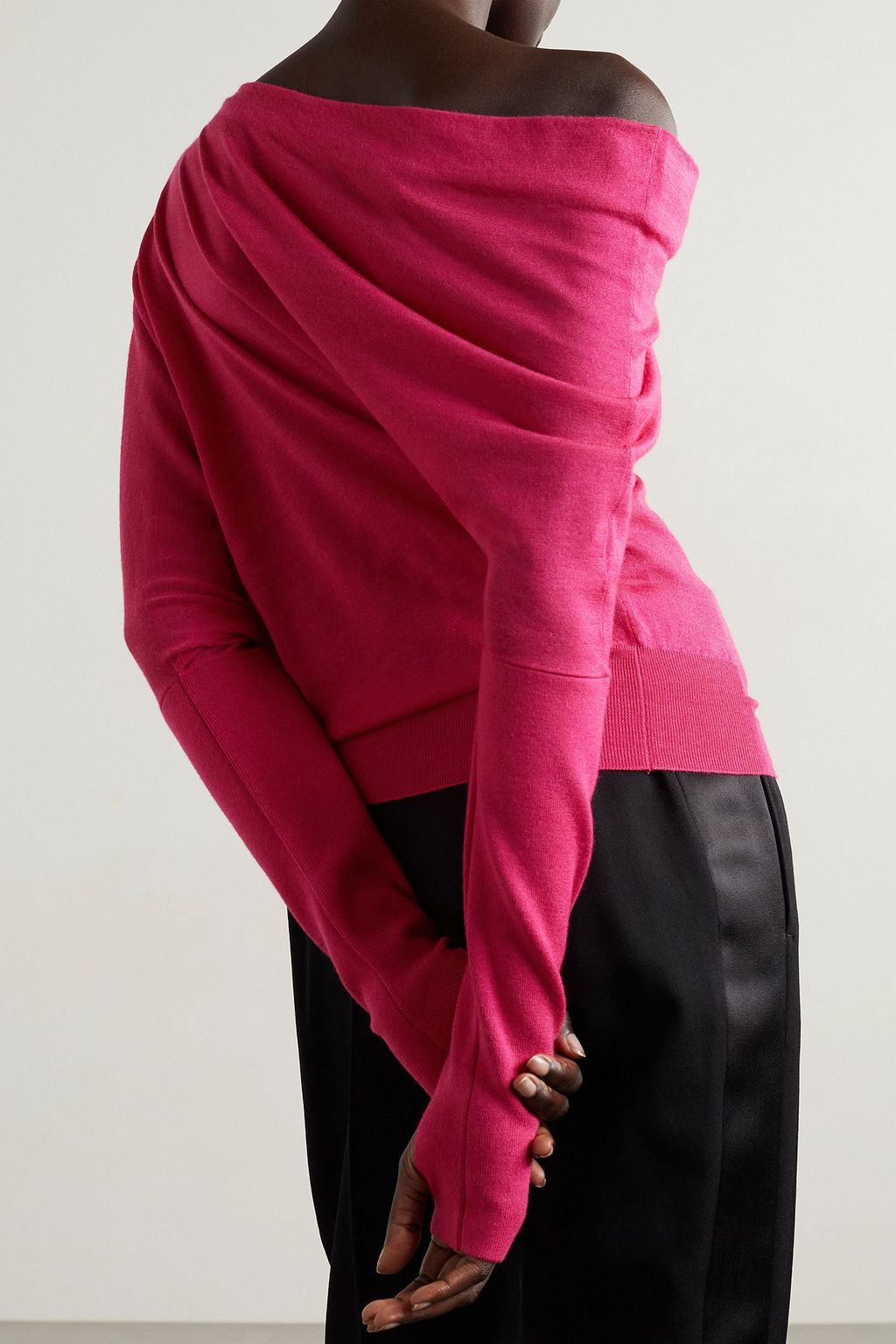 TOM FORD One-shoulder cashmere and silk-blend sweater