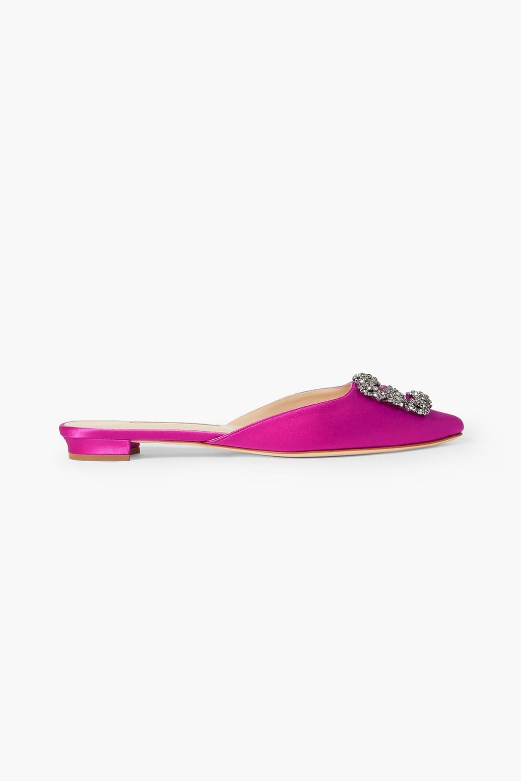 MANOLO BLAHNIK Hangisi embellished satin slippers THE OUTNET