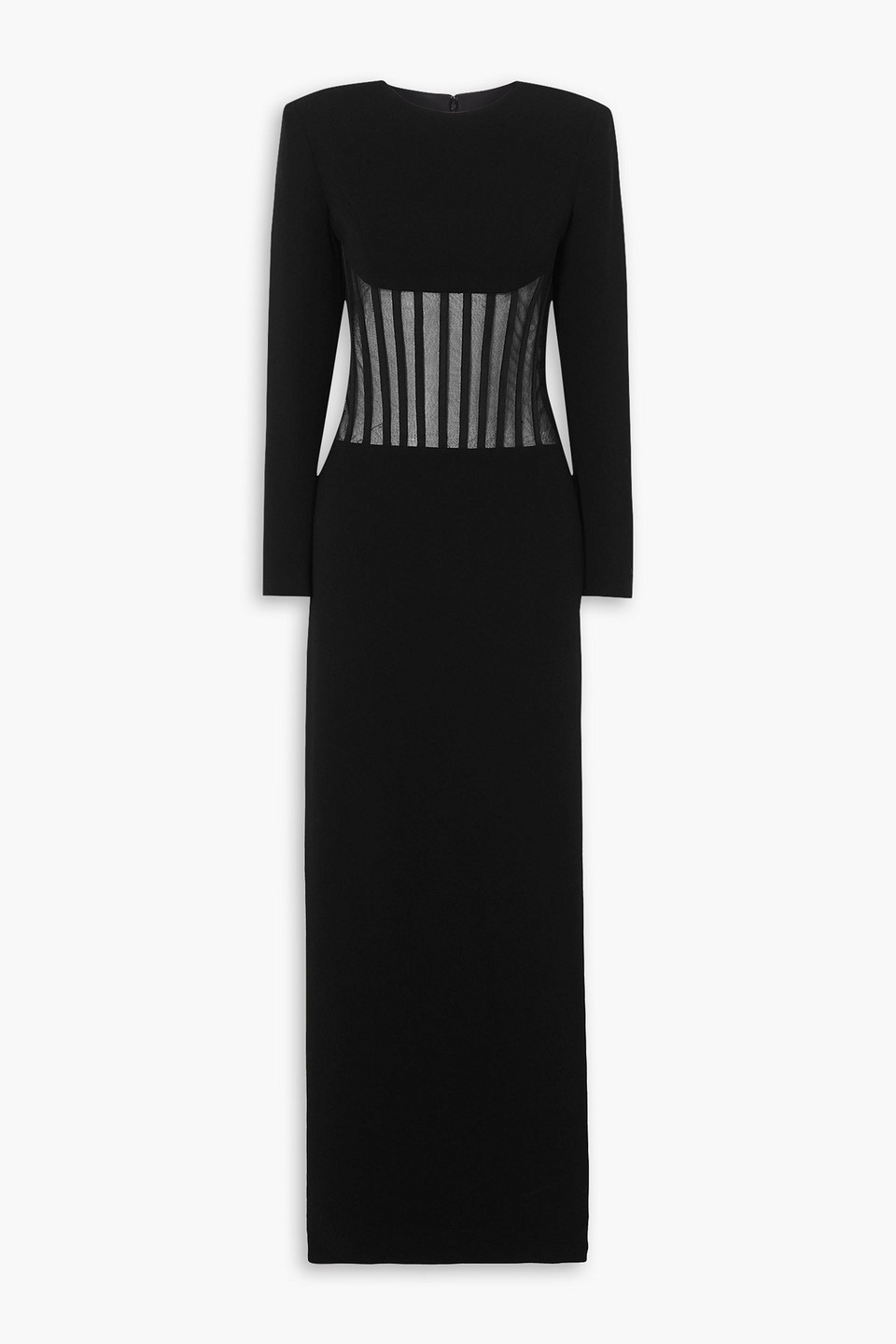 Monot Mesh-paneled Crepe Gown In Schwarz