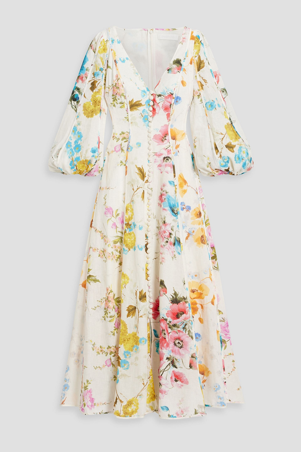 Shop Zimmermann Floral-print Linen Maxi Dress In White