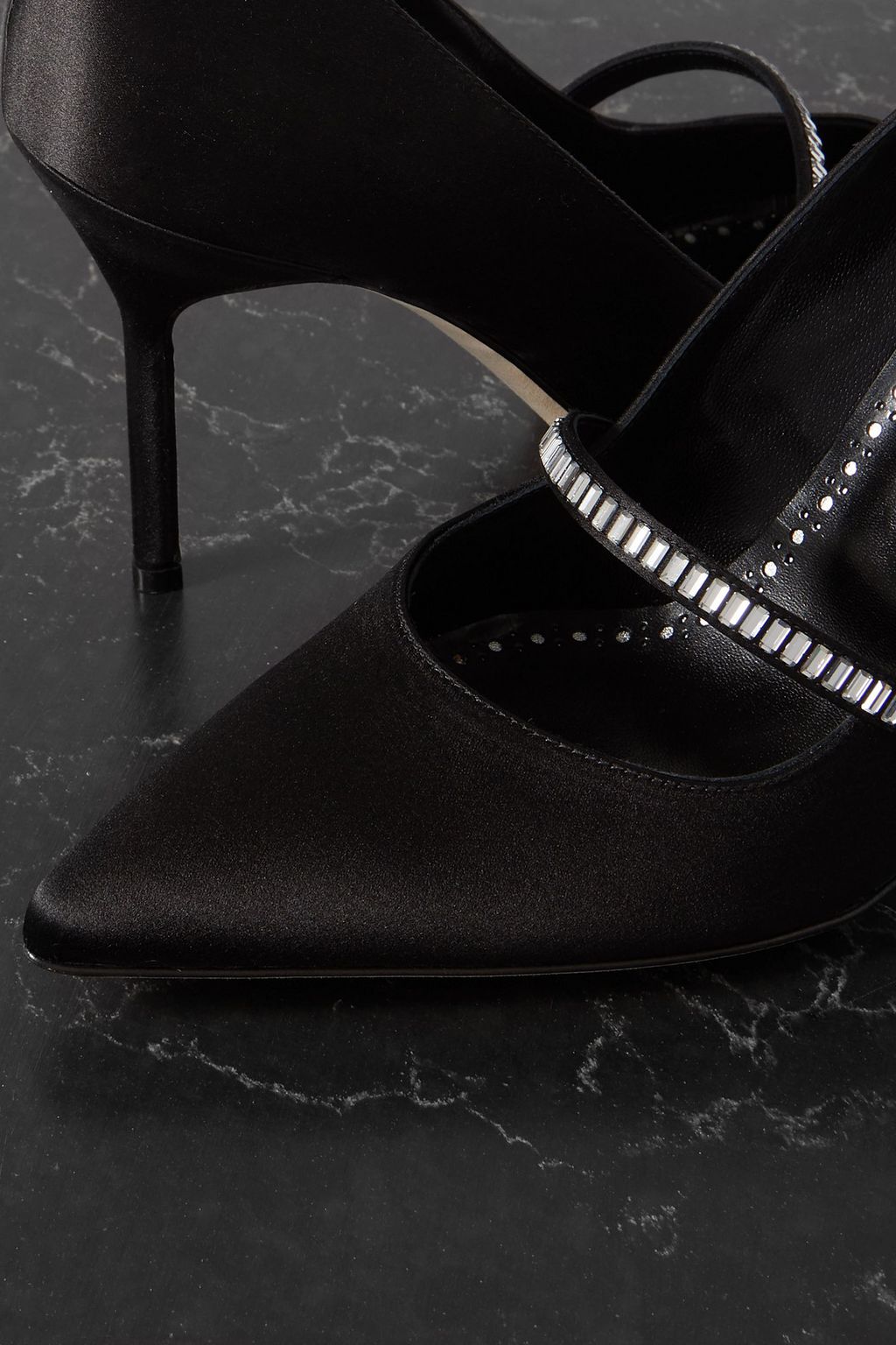 MANOLO BLAHNIK Crina 90 crystal-embellished satin pumps