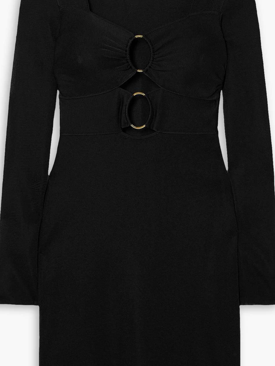 cutout embellished stretch-knit mini dress
