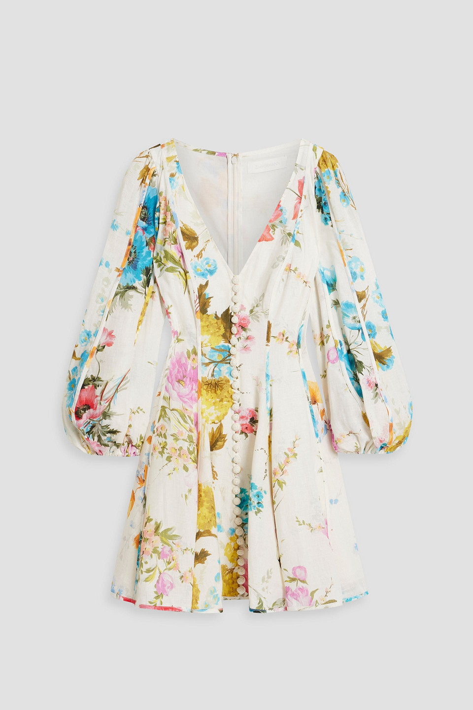 ZIMMERMANN FLORAL-PRINT LINEN MINI DRESS