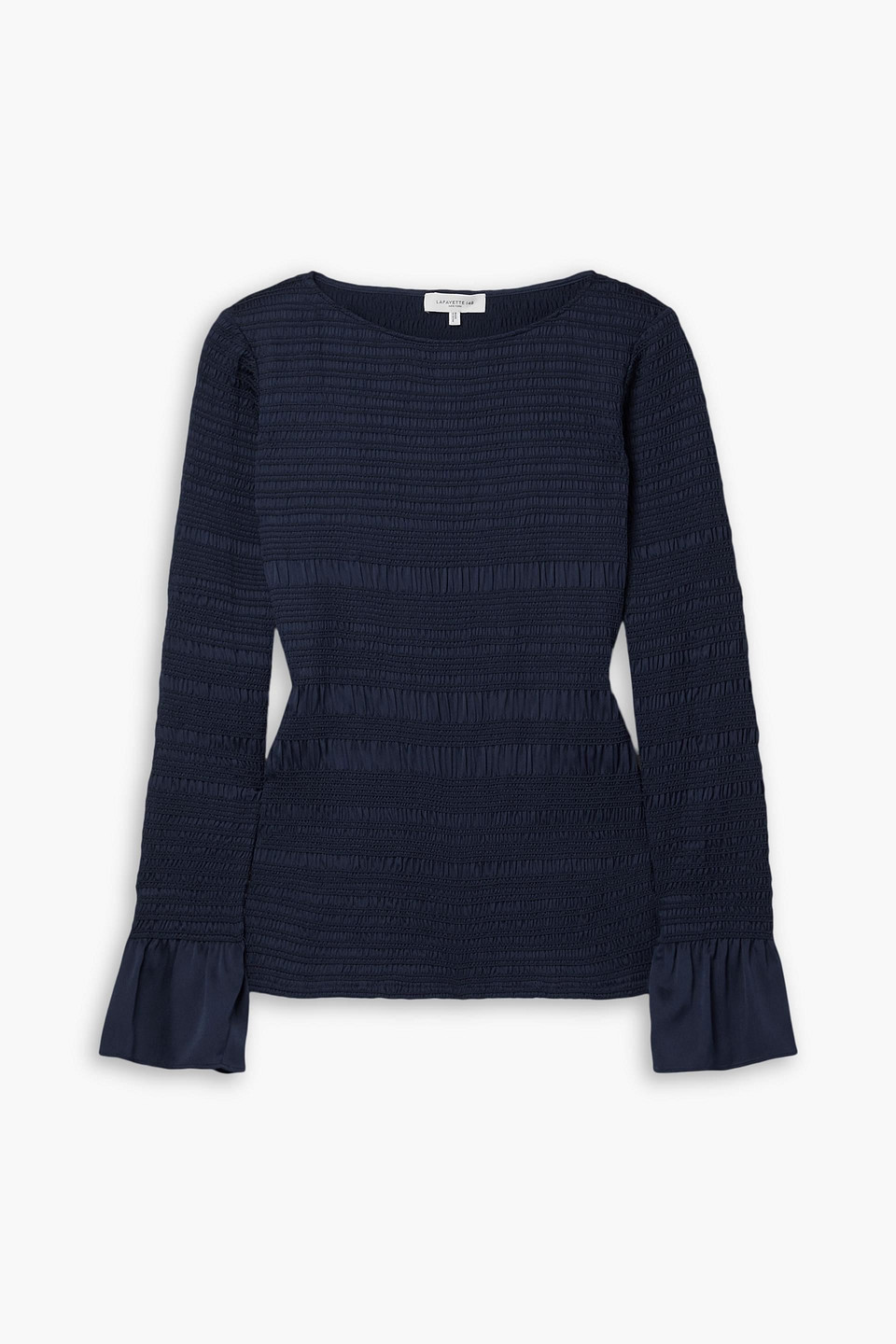 Shirred crepe de chine top