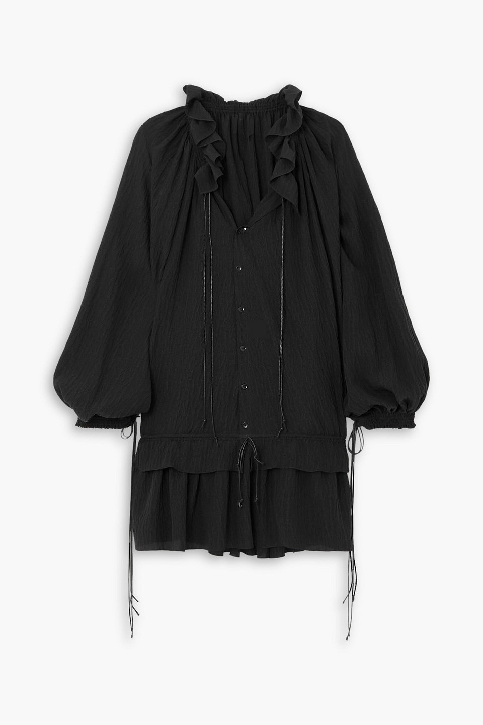 Petar Petrov Atel Ruffled Silk-crepon Dress In Black