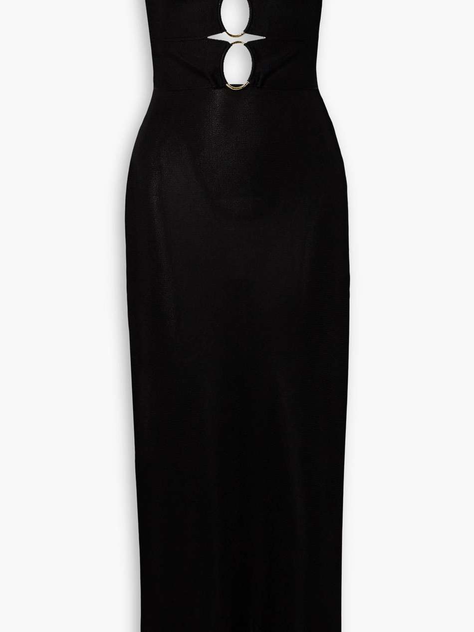 strapless cutout embellished knitted gown
