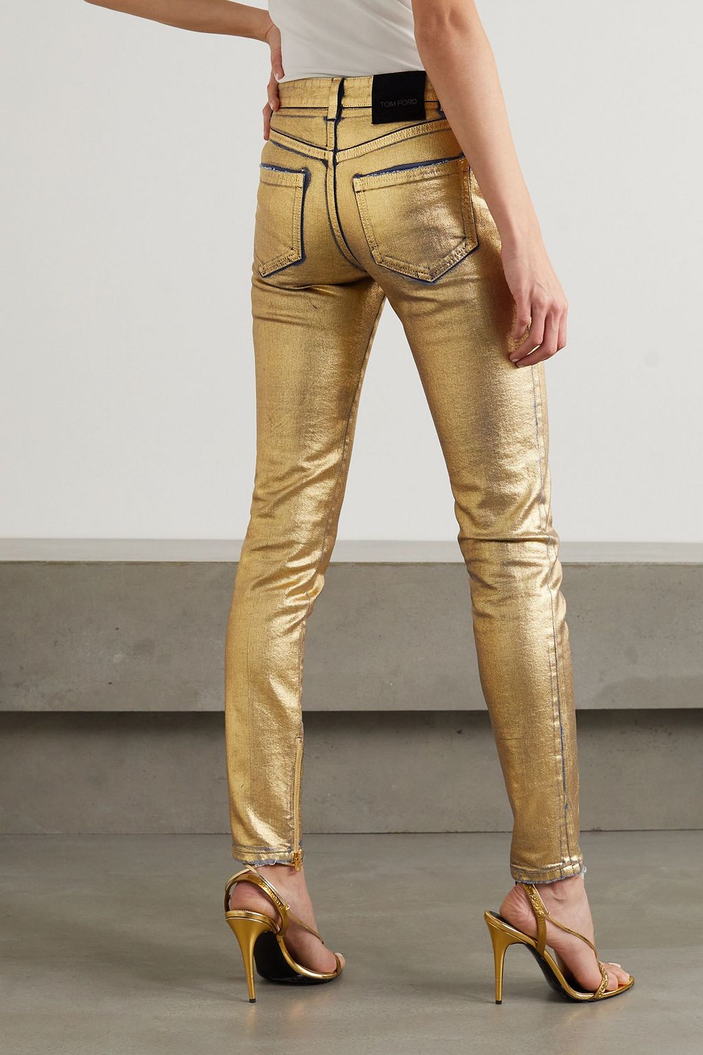 TOM FORD Metallic coated mid-rise skinny jeans