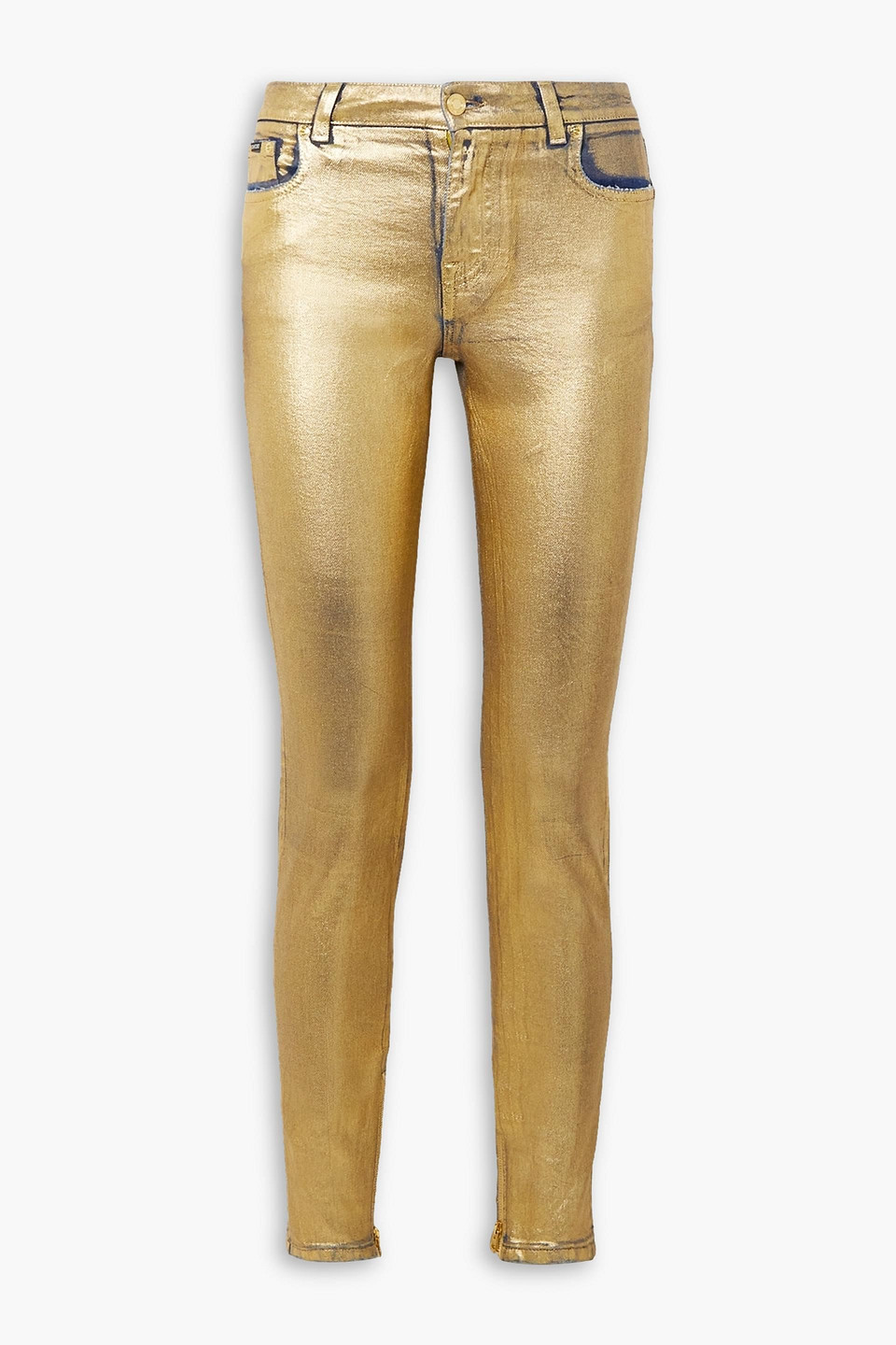 tom ford - metallic coated mid-rise skinny jeans - metallic - 25