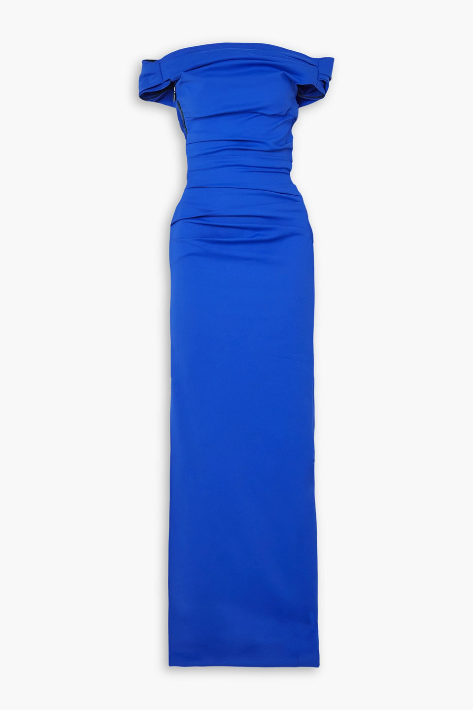 Maticevski Assertion Off-the-shoulder Ruched Stretch-crepe Gown In Bright Blue
