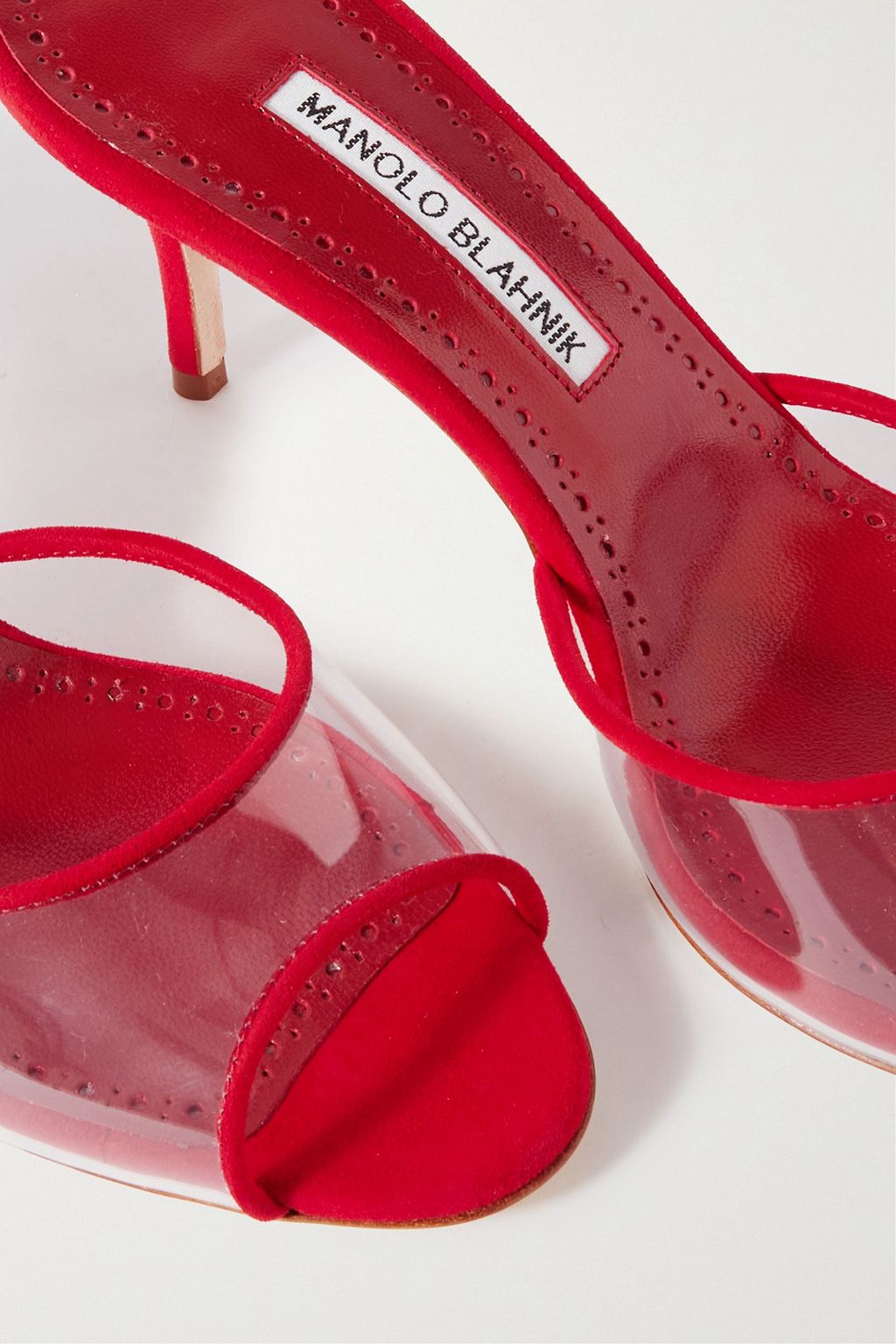 MANOLO BLAHNIK Jadifa 70 PVC and suede mules