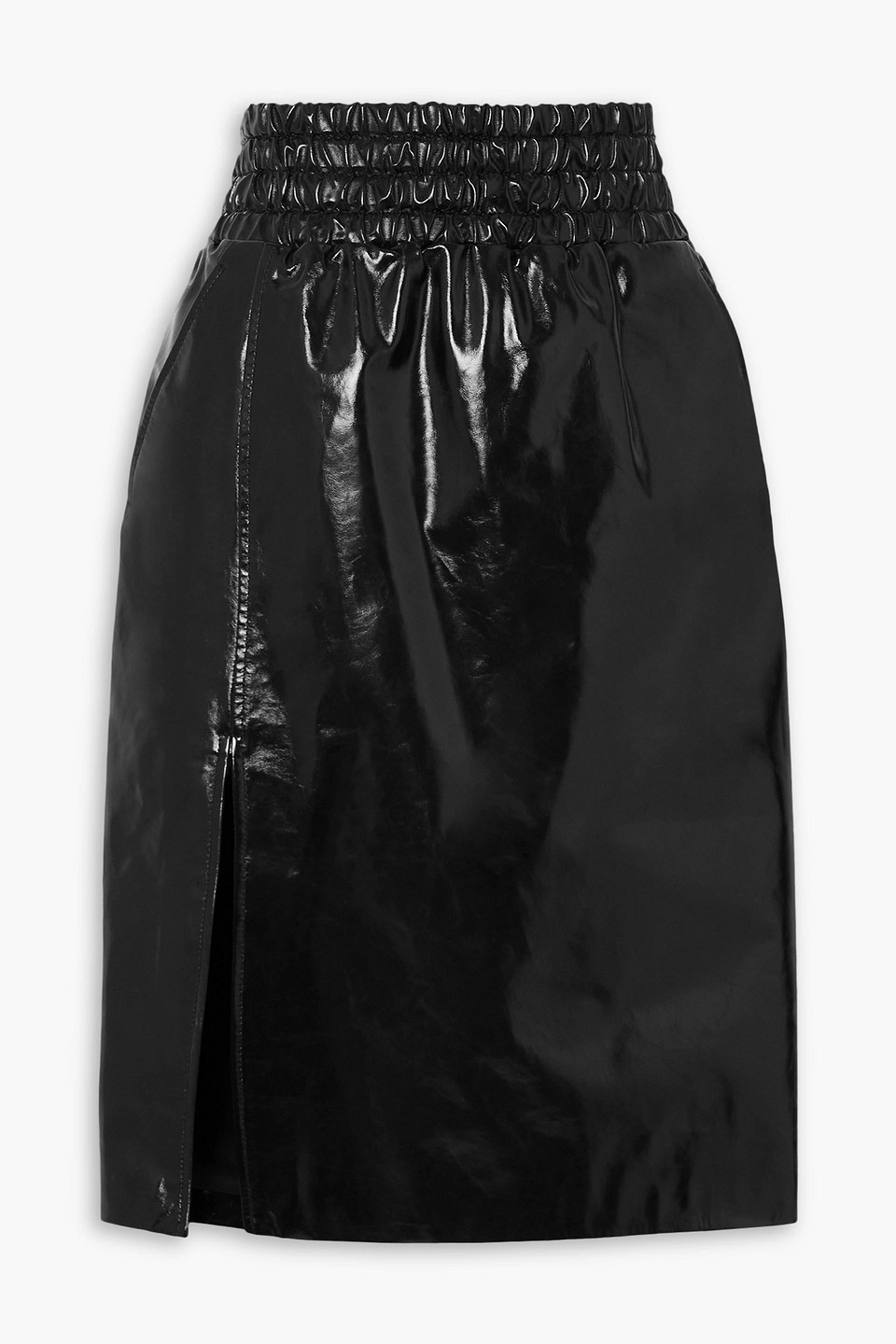 tom ford - glossed-leather midi skirt - black - it 36