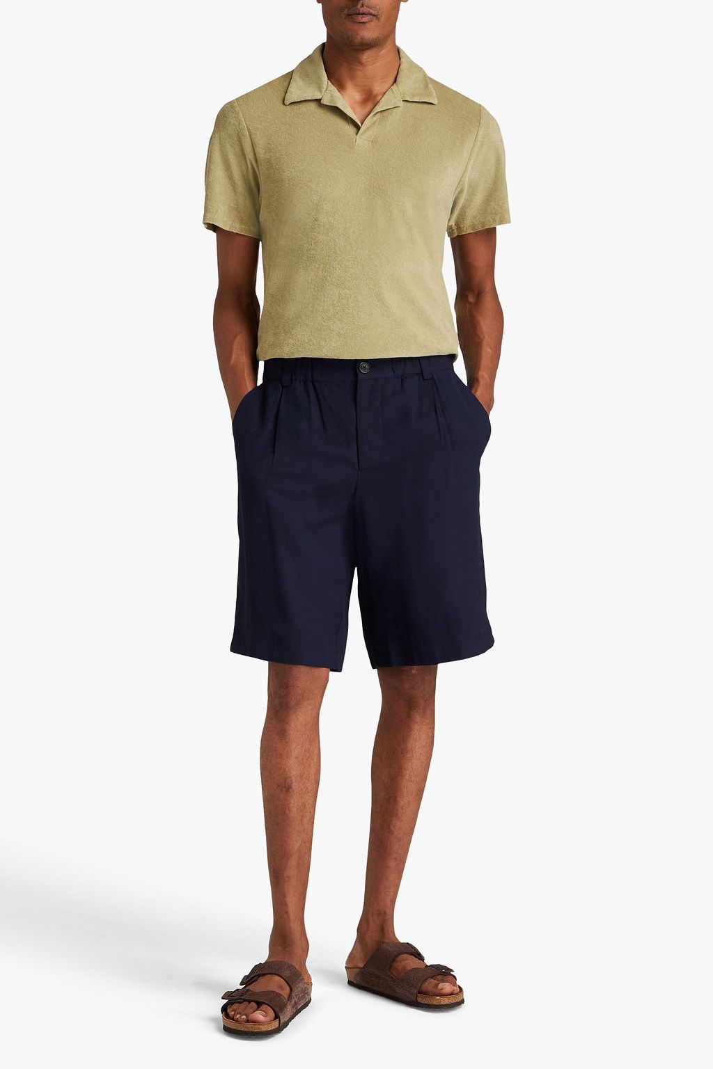 FRESCOBOL CARIOCA Faustino cotton, Lyocell and linen-blend terry polo shirt