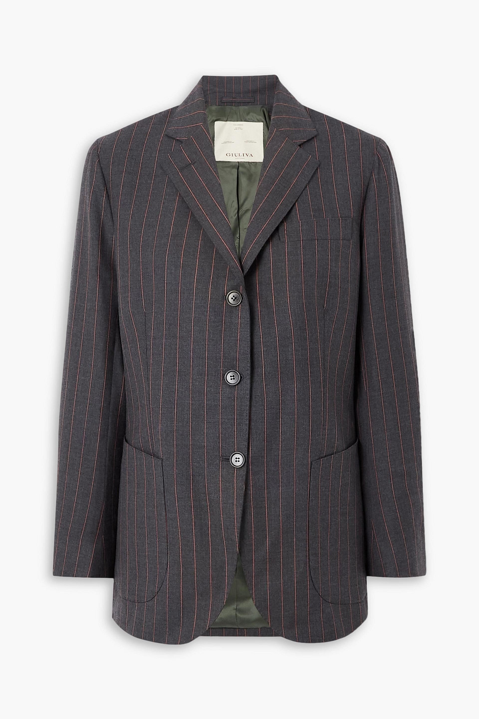 Giuliva Heritage Andrea Pinstriped Wool Blazer In Gray