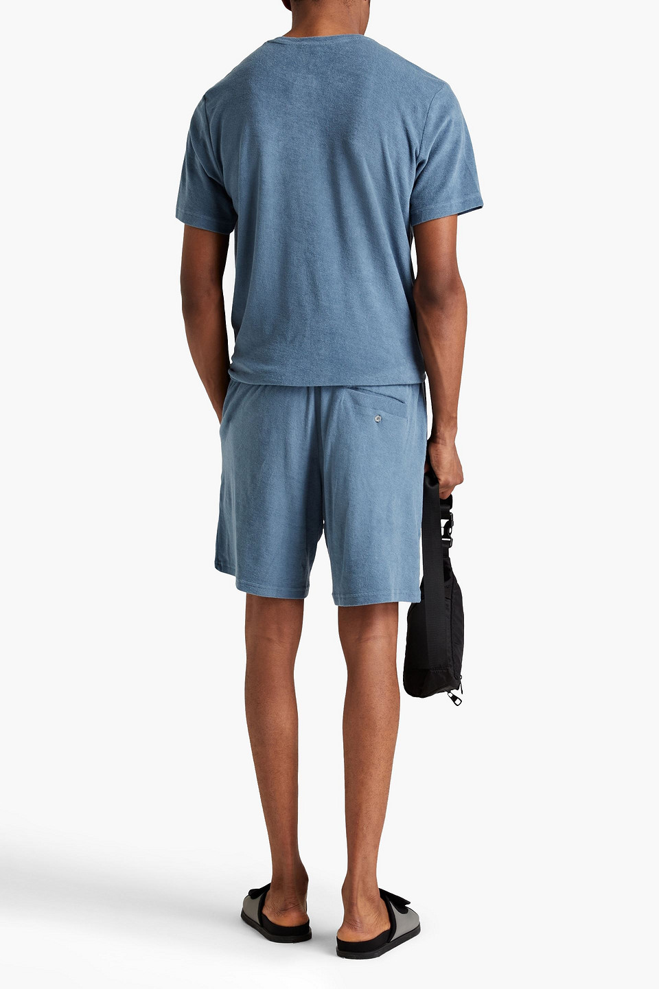 Frescobol Carioca Carmo Cotton, Lyocell And Linen-blend Terry T-shirt In Slate Blue