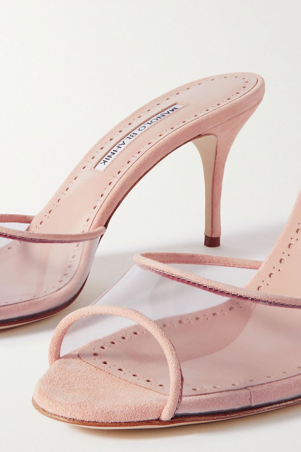 MANOLO BLAHNIK Jadifa 70 PVC and suede mules