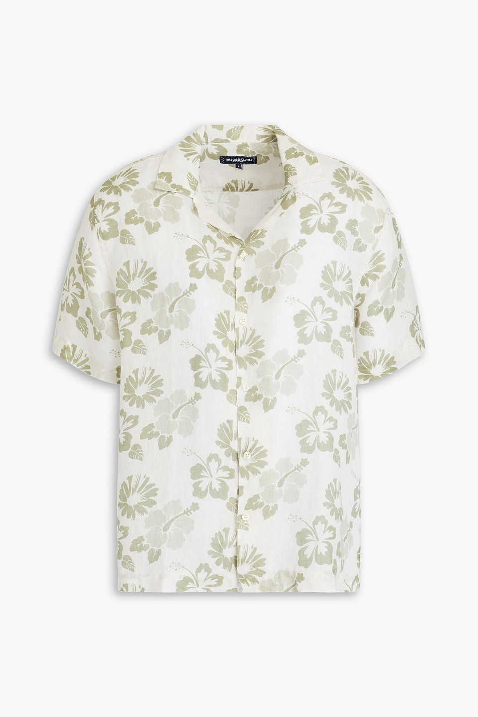 Frescobol Carioca Petala Roberto Floral Linen Shirt In Sage Green