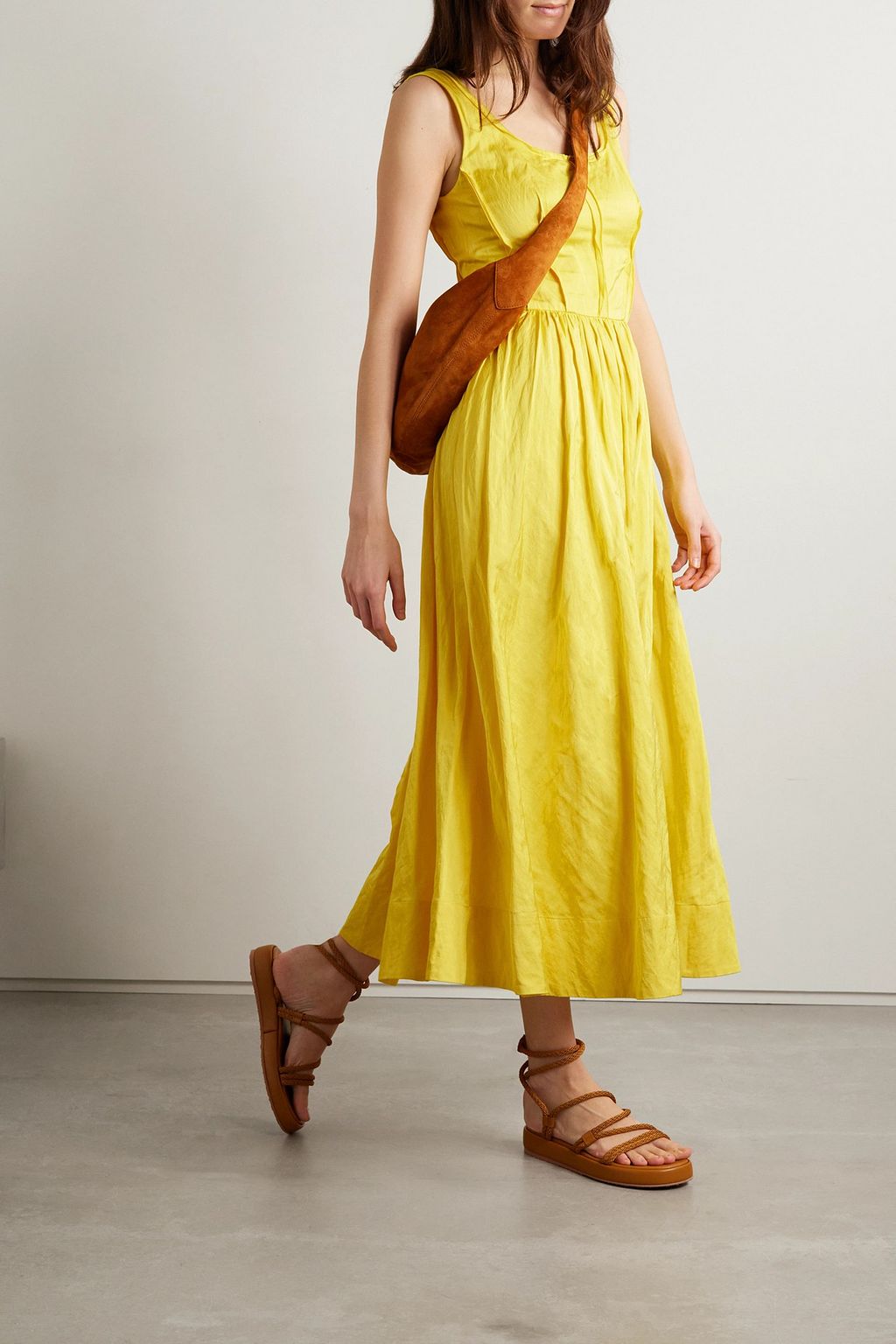 JASON WU COLLECTION Gathered crinkled sateen midi dress