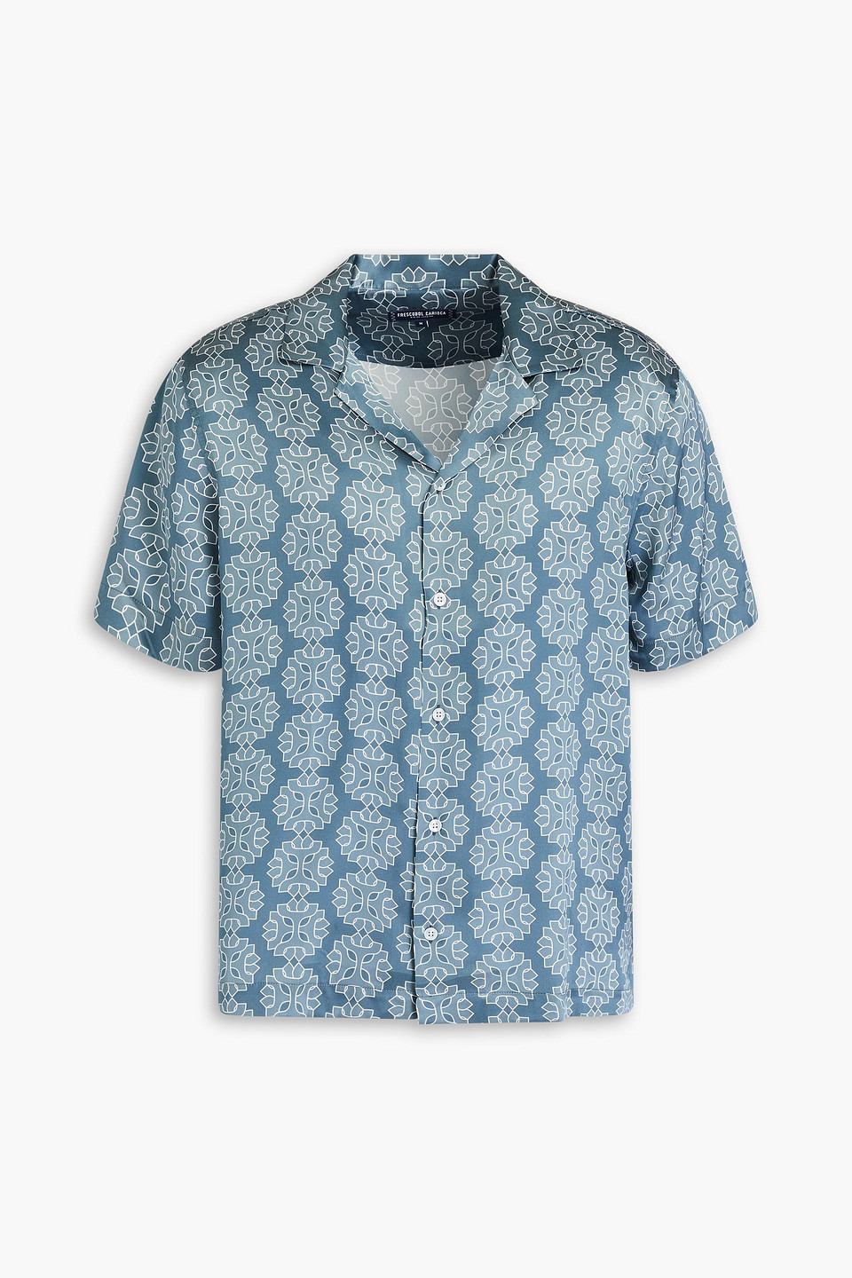 Frescobol Carioca Roberto Printed Silk-satin Shirt In Slate Blue