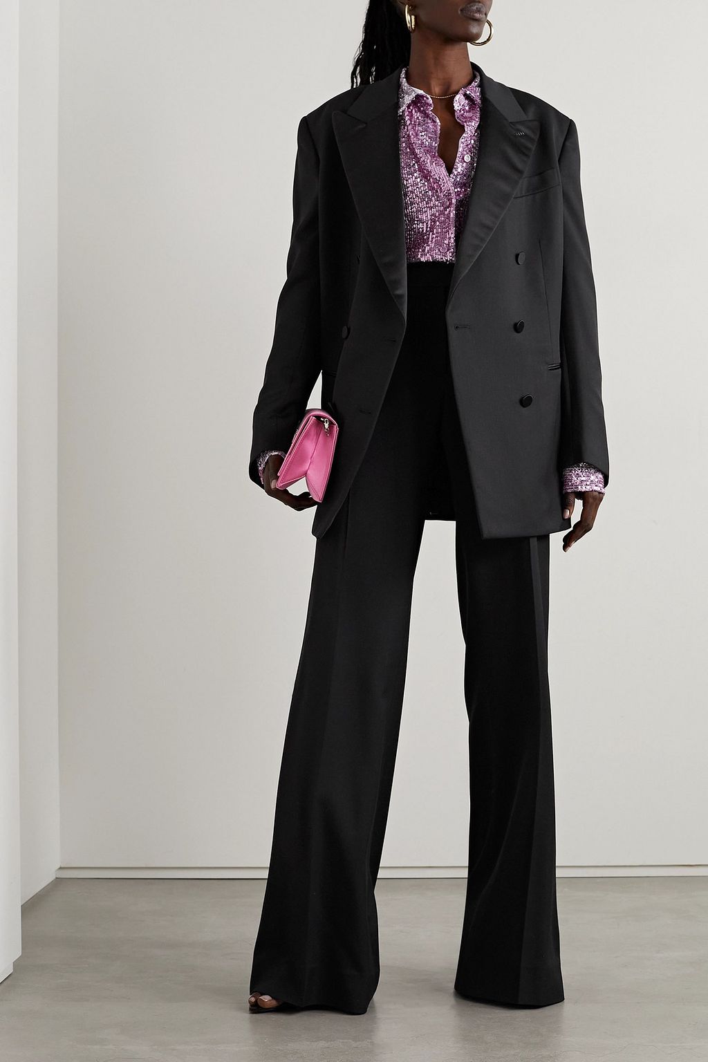 TOM FORD Satin-trimmed grain de poudre wool blazer
