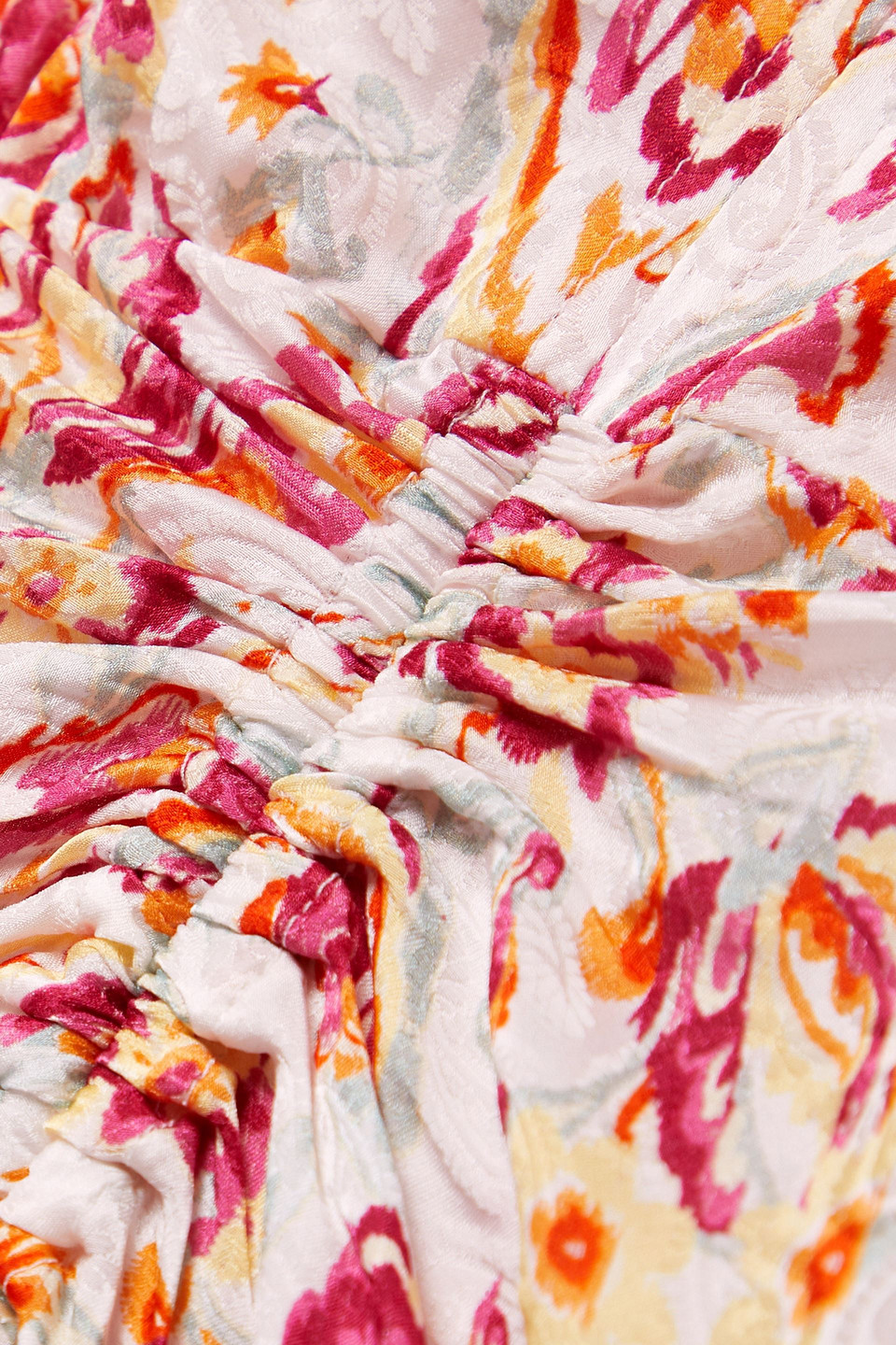 ISABEL MARANT ALINIZA RUCHED FLORAL-PRINT JACQUARD MINI DRESS