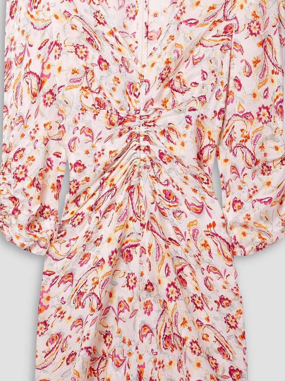 aliniza ruched floral-print jacquard mini dress