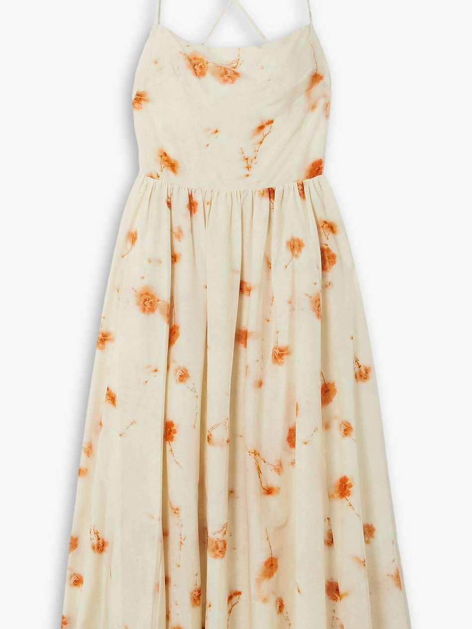 open-back floral-print cotton and silk-blend midi dress