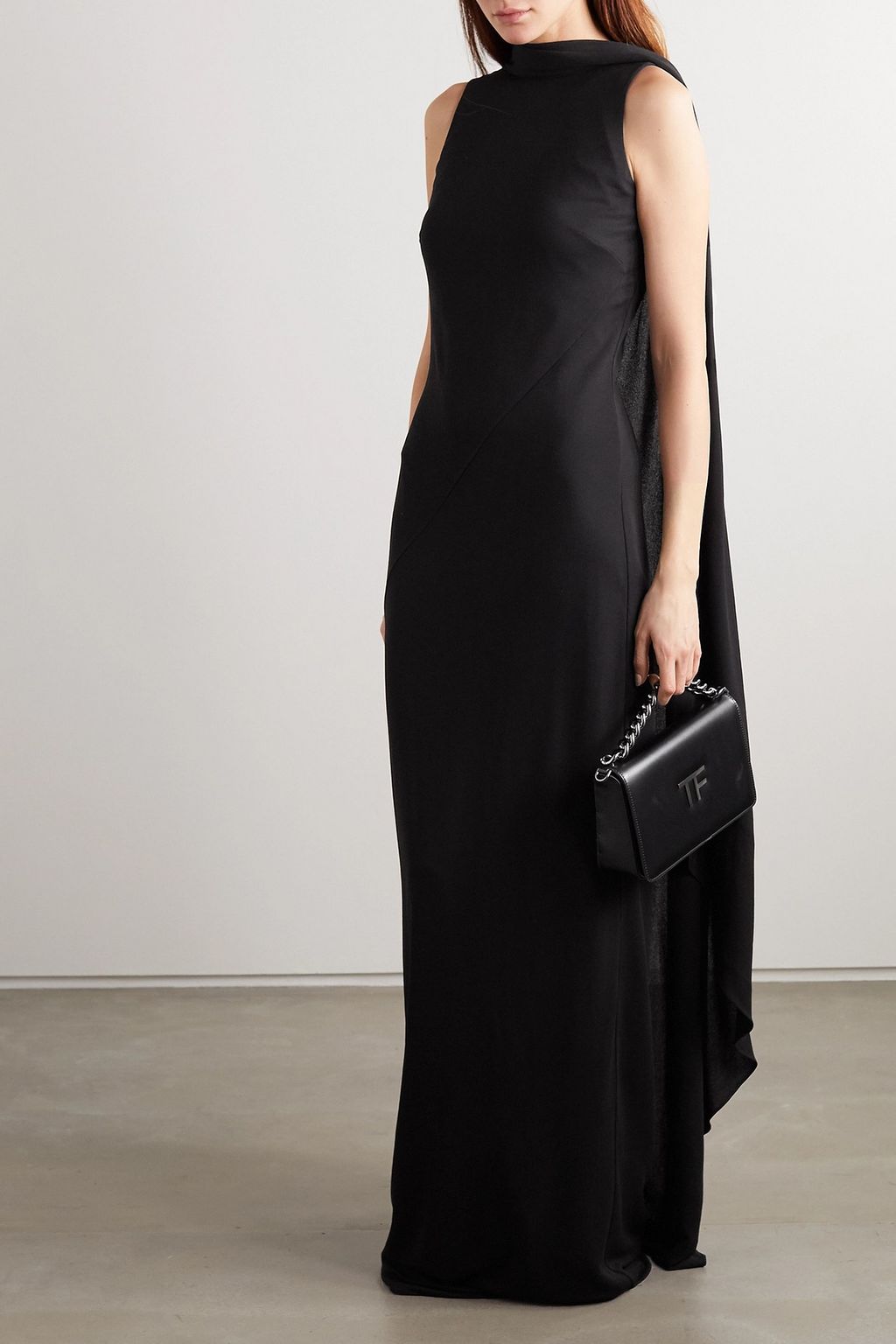 TOM FORD Open-back cape-effect jersey gown