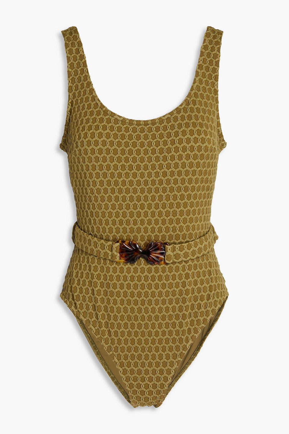 Belted cloqué swimsuit