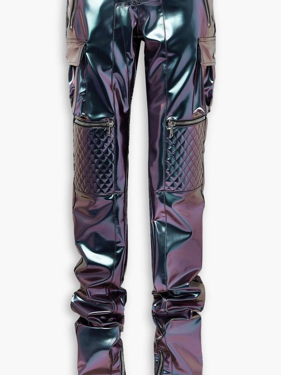 quilted iridescent vinyl skinny pants