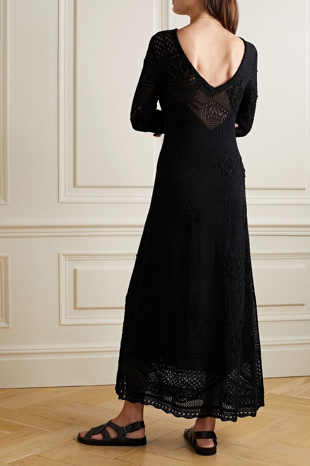 LAFAYETTE 148 Crochet-knit cotton midi dress