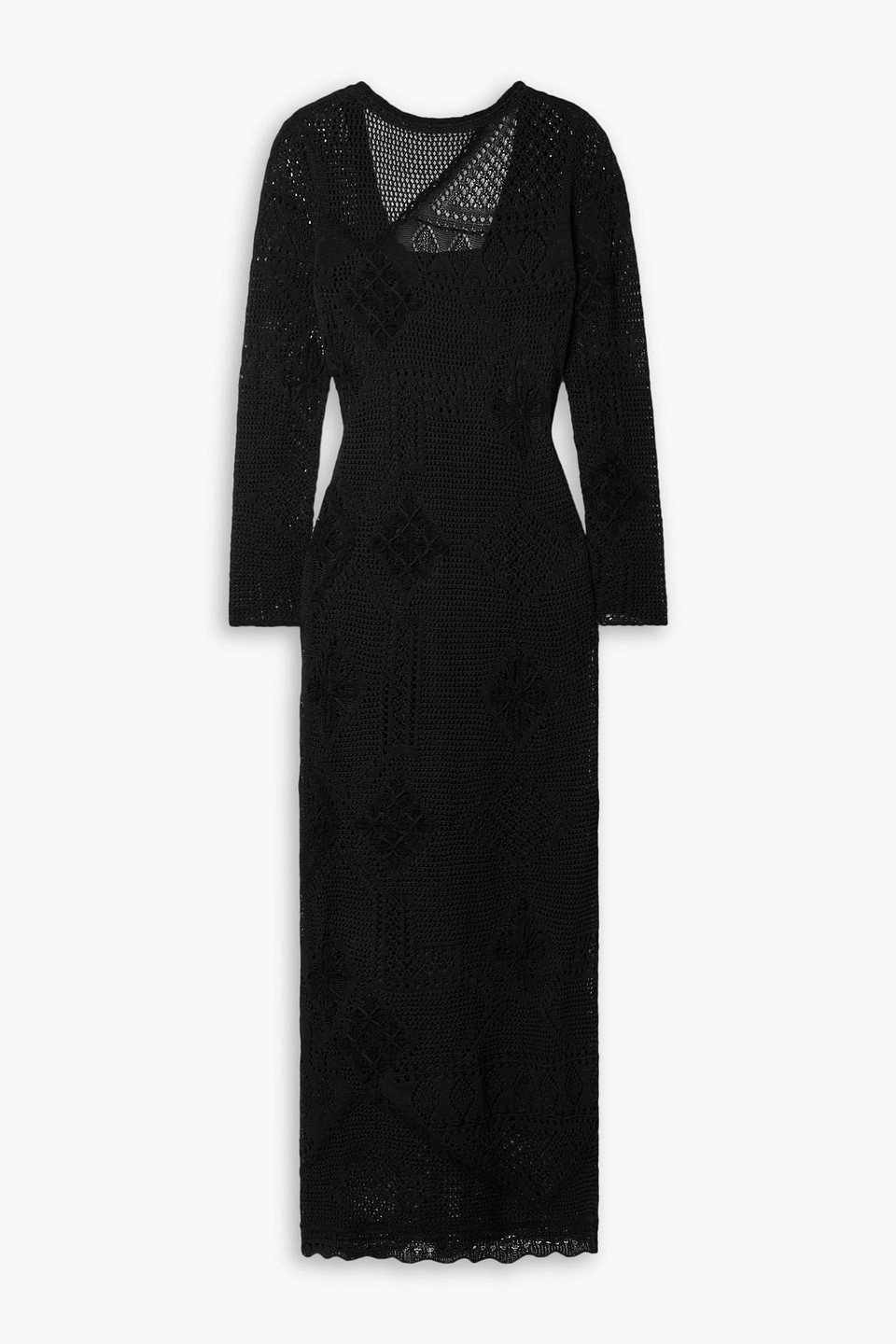 Crochet-knit cotton midi dress