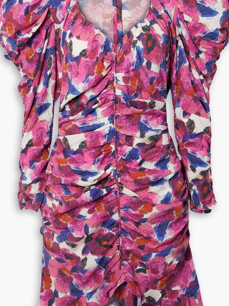 mireya ruffled floral-print crepe mini dress