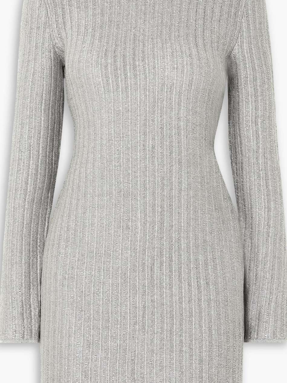 metallic ribbed cotton-blend mini dress