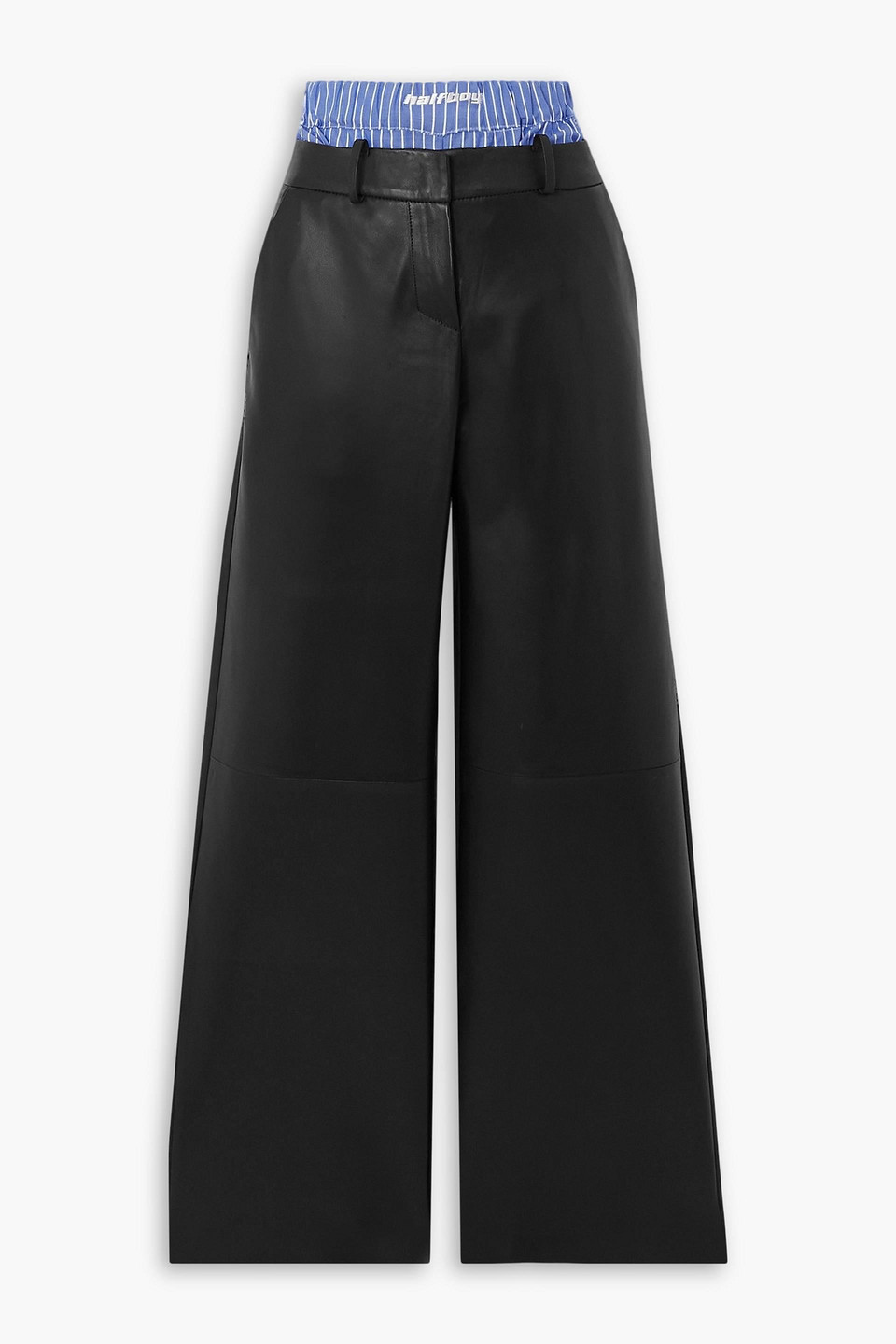 Halfboy Cotton And Leather Wide-leg Pants In Black