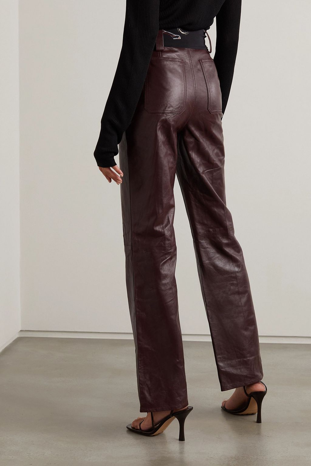 LANVIN Belted leather flared pants