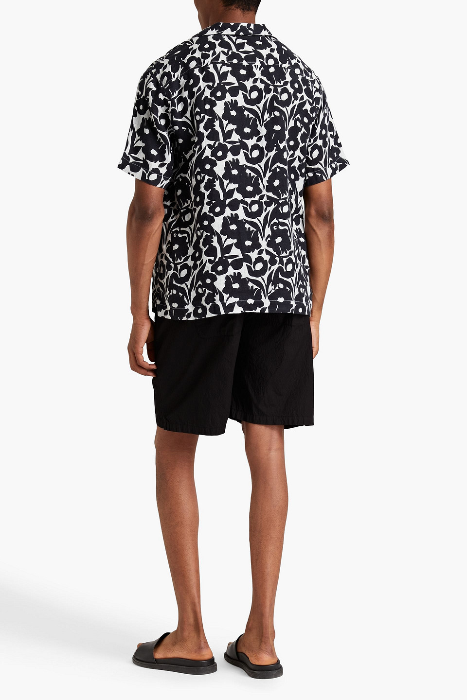 Frescobol Carioca Roberto Floral-print Linen Shirt In Black