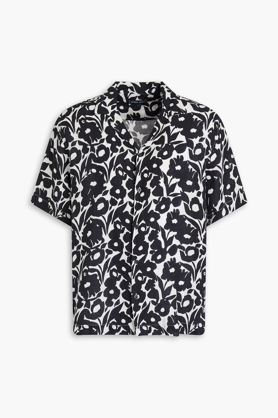 Frescobol Carioca Roberto Floral-print Linen Shirt In Black