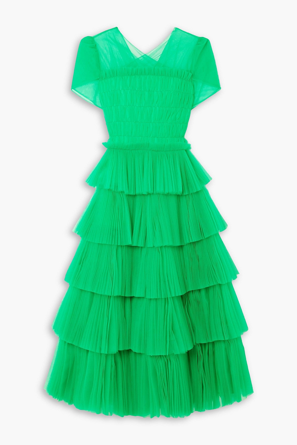 huishan zhang green dress SIDRA DRESS JADE JACQUARD – HUISHAN ZHANG main image 1