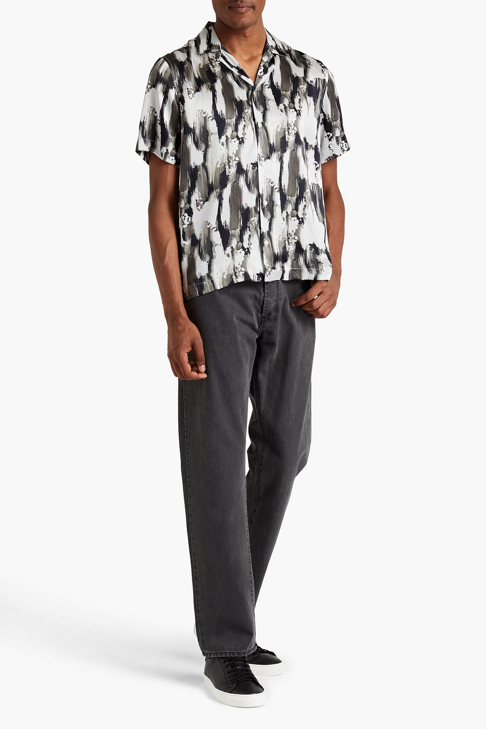 Frescobol Carioca Roberto Printed Silk-satin Shirt In Gray