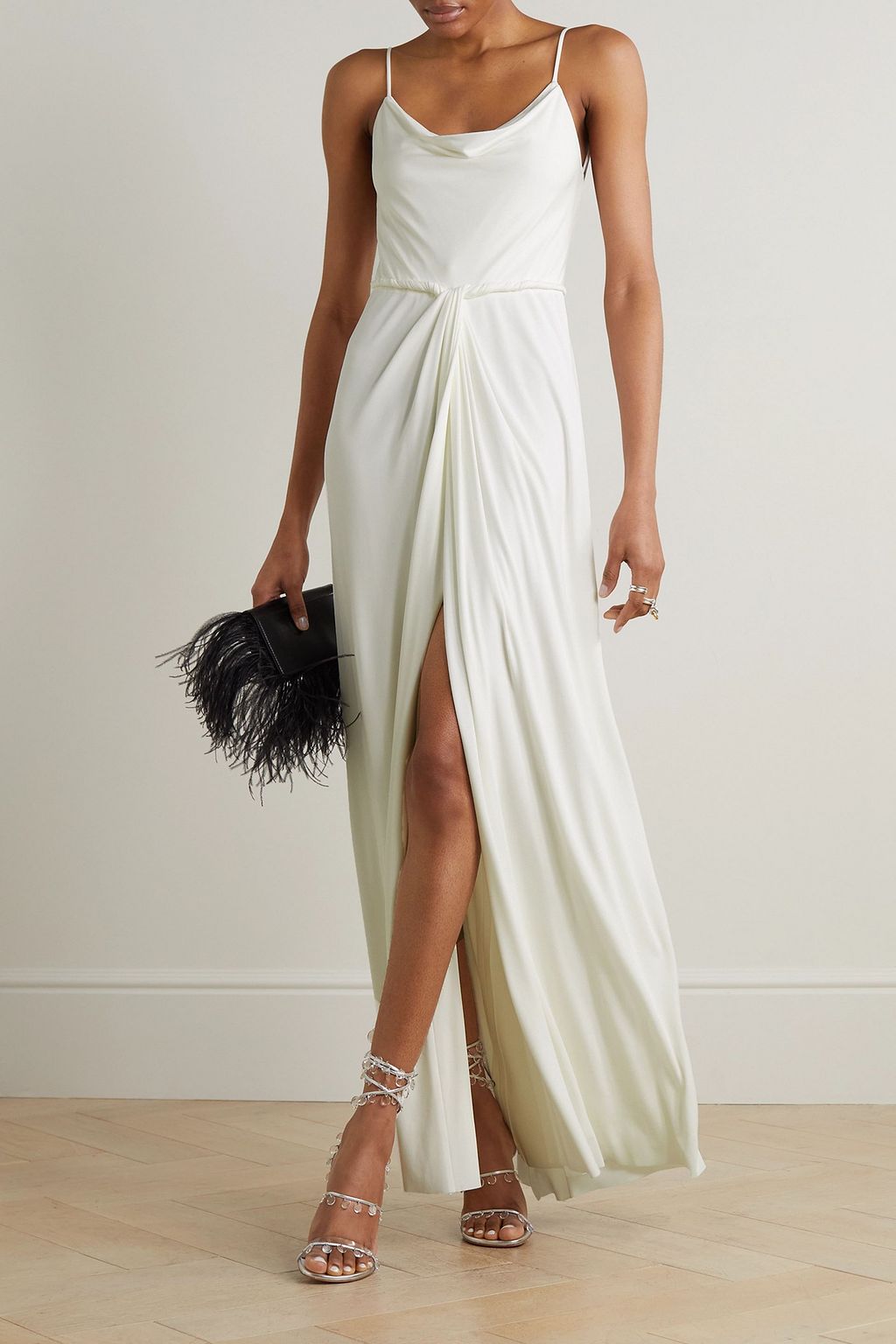 JASON WU COLLECTION فستان سهرة درابيه من الجيرسي المطاط