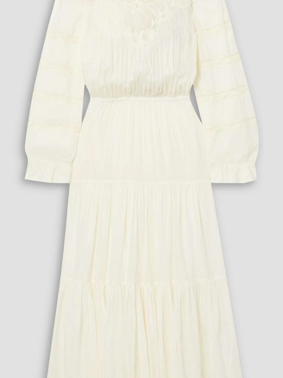 gracie lace-trimmed tiered cotton and silk-blend maxi dress