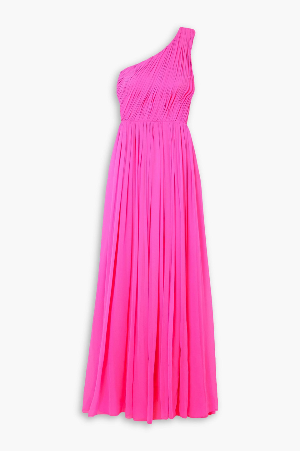 Adam Lippes Asymmetrisches Maxikleid Aus Seidenchiffon Mit Falten In Hellrosa